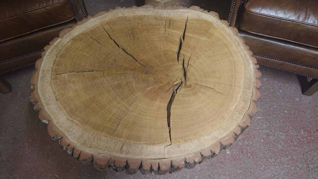 <p>Coffee Table made from Old Timber on Copper Hair pin legs