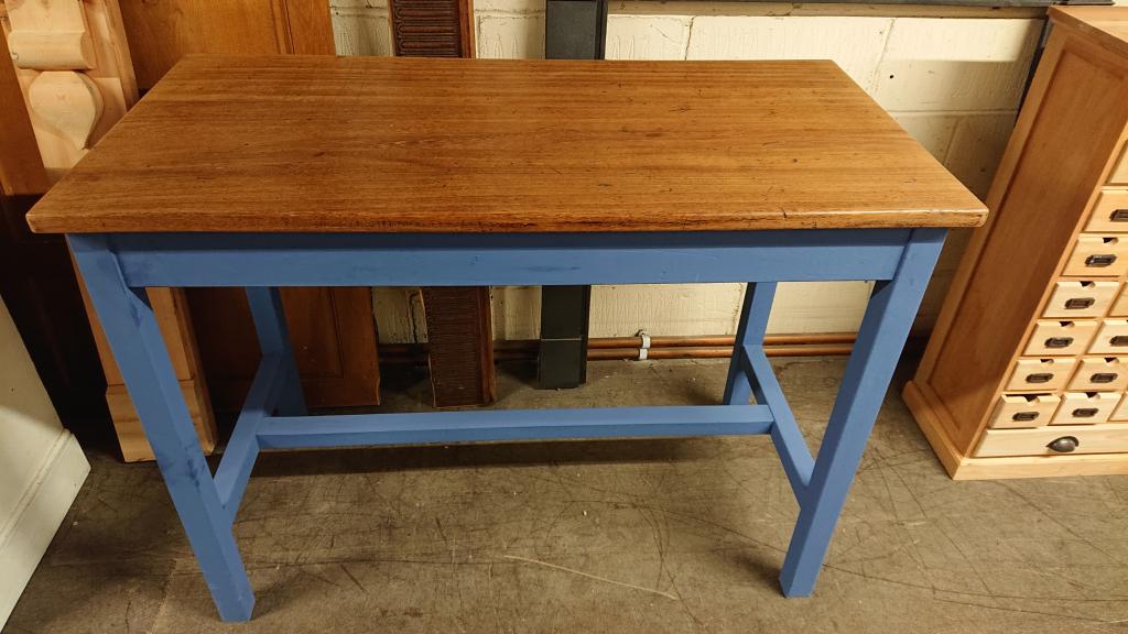 <p>Old School Table </p><p>Teak Top painted legs</p>