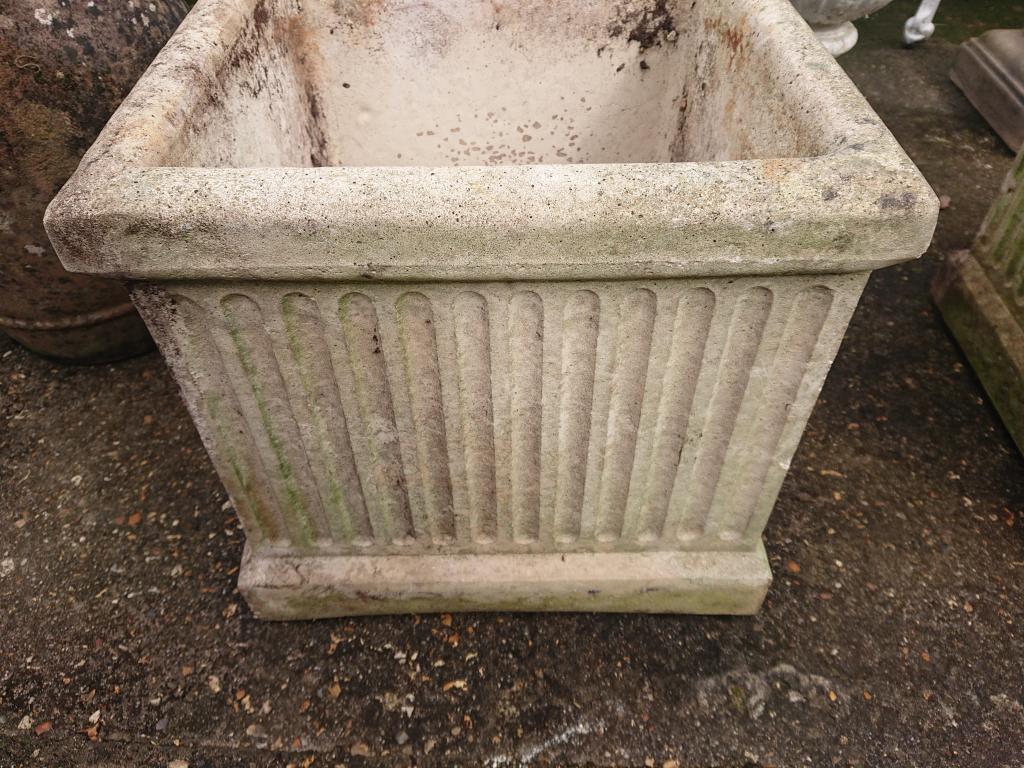 <p>Pair of Weathered Square Garden planters</p><p>46 cm tall x 46 cm square