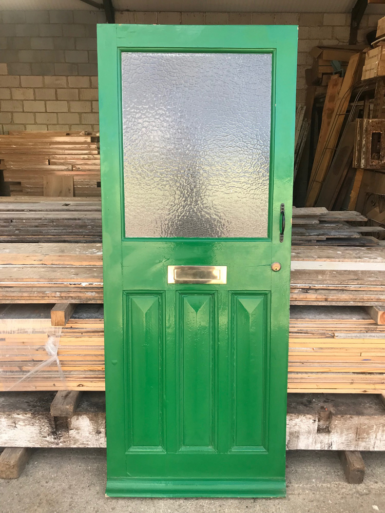 <p>1930's solid pine glazed front door.</p><p>31 3/4" x 78 3/4"</p>