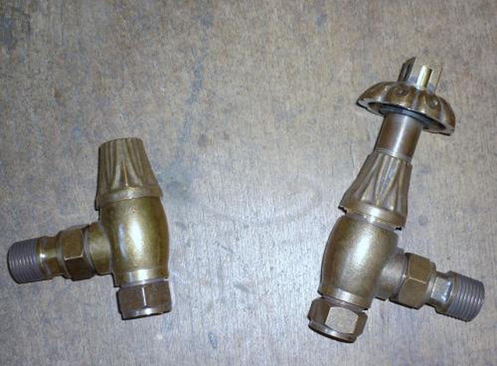 Antiqued brass thermostatic <br>radiator valves